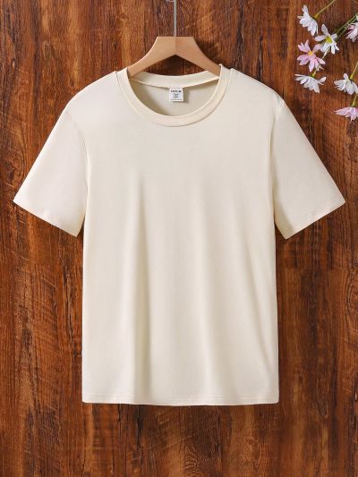 Teenage Girls' Loose Fit Casual Short Sleeve T-shirt With Letter Print