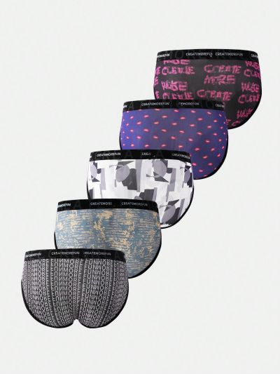 Men'S Geometric Printed Triangle Shorts (5pcs/Set)