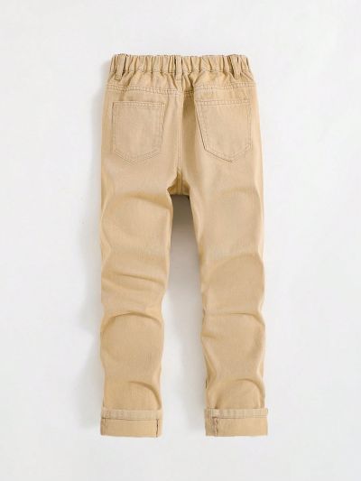 SHEIN Tween Boy Graffiti Print Ripped Jeans