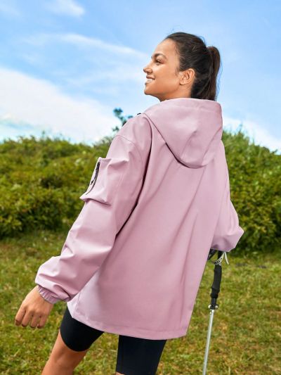 SHEIN In My Nature Ladies' Waterproof Outdoor Hooded Multi-pocket Functional Softshell Jacket