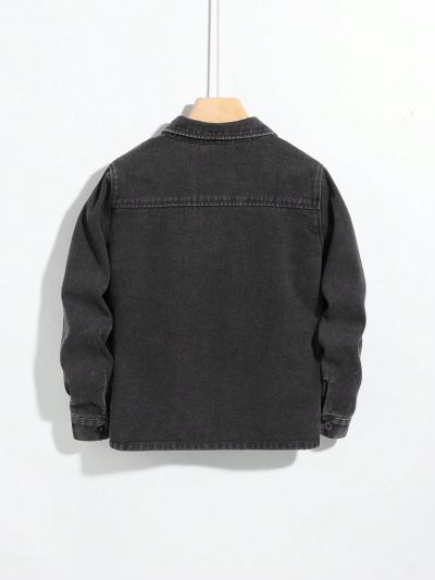 Tween Boys' Casual Long Sleeve Denim Shirt With Single Chest Pocket