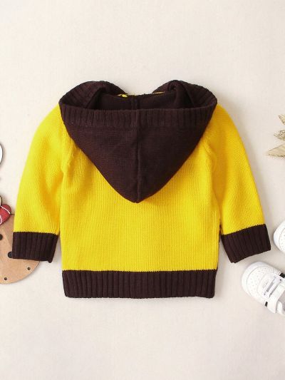 Infant Boys' Hooded Cardigan With Christmas Tree Pattern