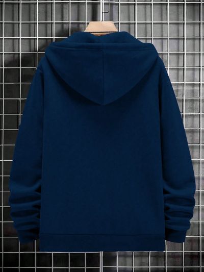 Manfinity Hypemode Loose Fit Men's Hooded Sweatshirt With Slogan Print, Kangaroo Pocket, And Zipper