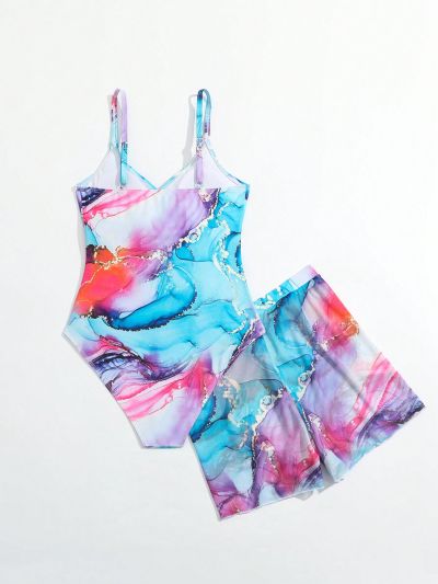 Girls' (big) One-piece Swimsuit, Random Print