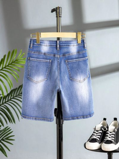 Tween Boys' New Fashion Retro Vintage Distressed Washed Ripped Denim Shorts
