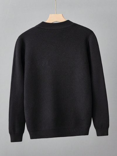 Boys' Round Neck Solid Color Fleece Sweater