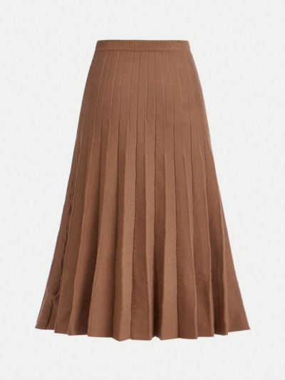 SHEIN Kids Nujoom Tween Girl Solid Pleated Knit Skirt