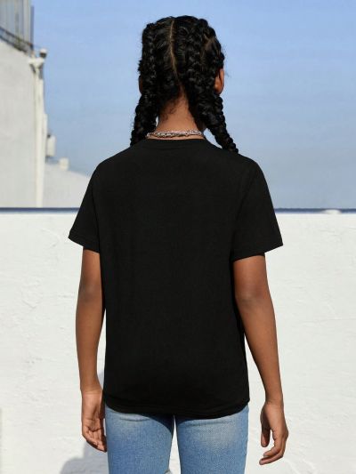 SHEIN Kids SUNSHNE Tween Girls' Printed T-Shirt