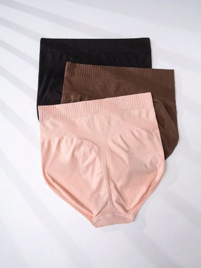 3pcs/Set Seamless Plus Size Women'S Solid Color Underwear
