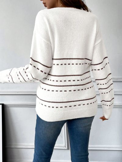 Maternity Striped Pattern Drop Shoulder Sweater