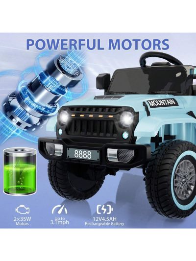 Kids Ride On Truck Car, 12V Battery Powered Electric Vehicles Toy w/Parent Remote Control, Spring Suspension, 3 Speeds, LED Lights, Music & Horn, Electric Cars for Kids, Gift for Boy Girl