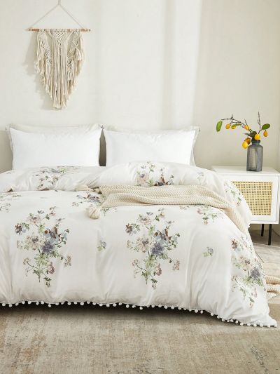 1pc Floral Printed Polyester Single Duvet Cover
