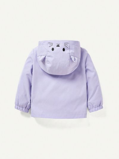 Cozy Cub Baby Girls' Adorable Cat Patterned Hooded Jacket With 3d Ears