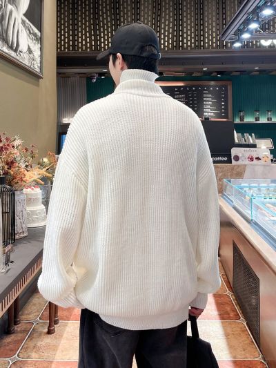 Manfinity Hypemode Men'S Zip-Up Asymmetric Cardigan With Drop Shoulder Long Sleeve