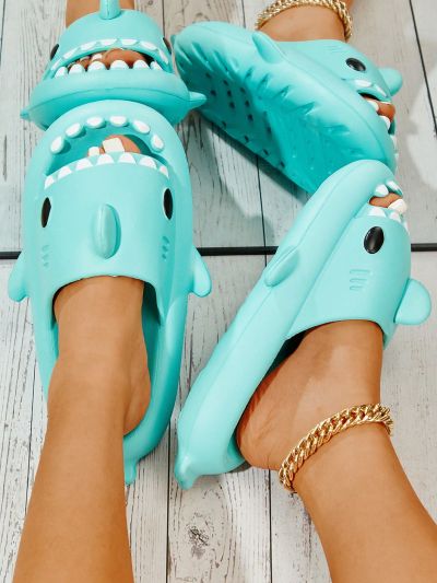 Fashionable & Fun Shark Shaped Thickened Sole One-piece Plastic Slippers