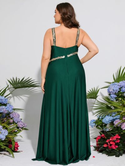 Plus Asymmetrical Neck Wrap Hem Bridesmaid Dress