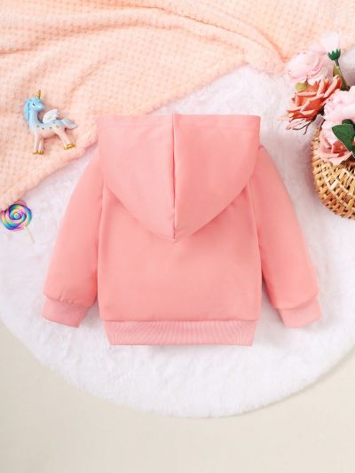 Baby Girls' Rainbow Unicorn Pattern Hooded Jacket With Long Sleeve For Spring And Autumn