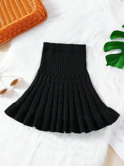 SHEIN Kids EVRYDAY Toddler Girls' Casual Sweater Skirt