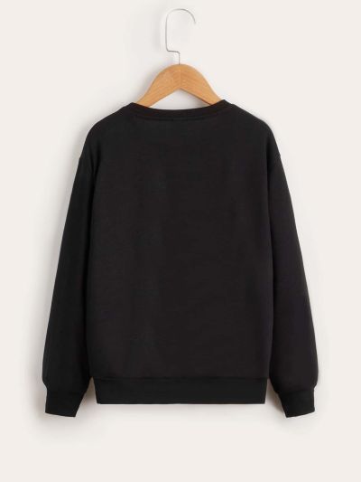 SHEIN Teen Boys' Casual, Comfortable, Versatile & Stylish Three-Color Patchwork Sweatshirt