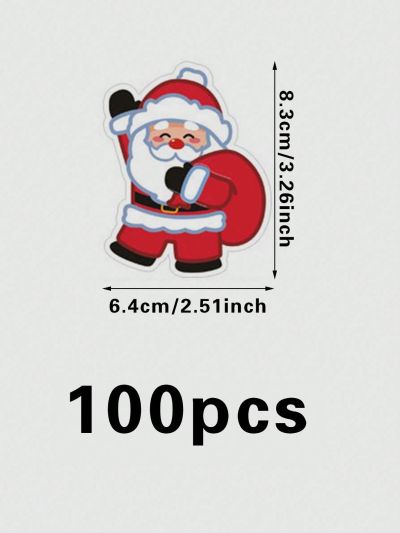 100pcs Christmas Santa Claus Lollipop Shaped Decorative Card