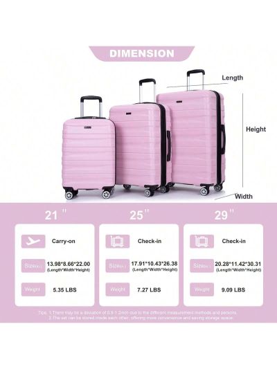 3 Piece Luggage Sets,PC Lightweight & Durable Expandable Suitcase with Two Hooks,Halloween Double Spinner Wheels,TSA Lock,(21/25/29)