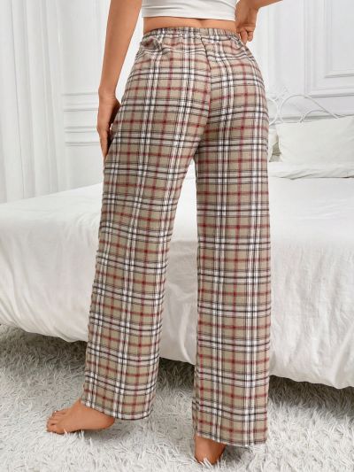 Women's Plaid Drawstring Waist Sleepwear Bottom