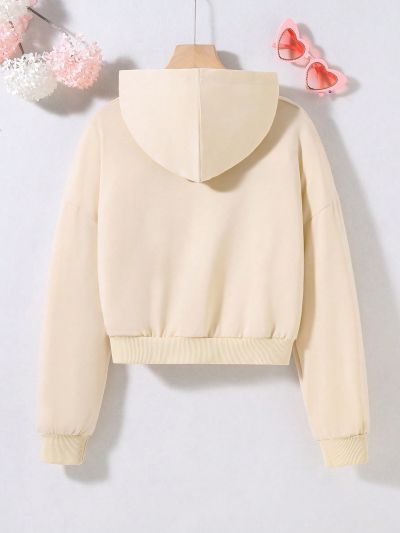 Teen Girls' Slogan Cartoon Rabbit Print Hoodie