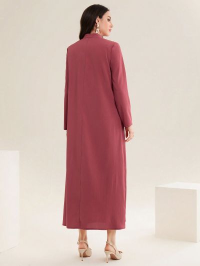 SHEIN Mulvari Notched Collar Long Sleeve Shirt Dress