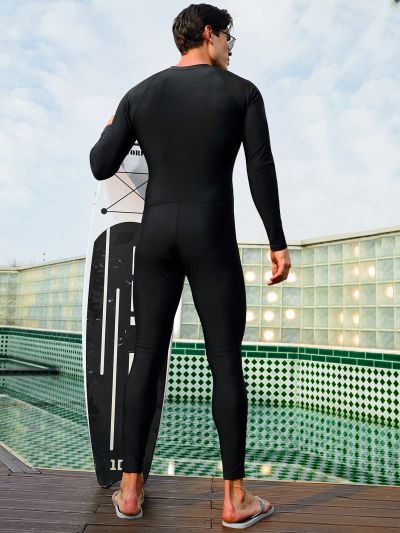 Men's Long Sleeve One-Piece Swimsuit With Raglan Sleeves