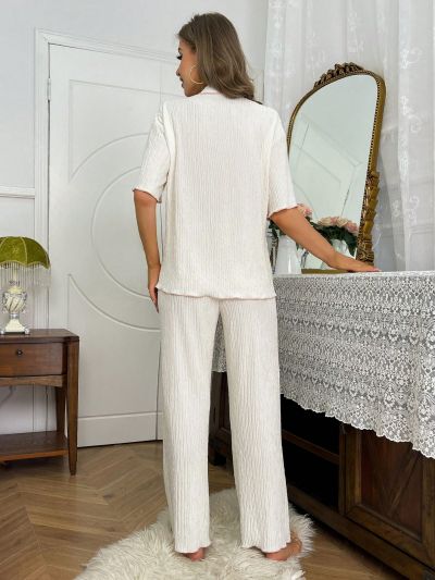 Women's Color Block Rolled Edge Pocket Front Homewear Set