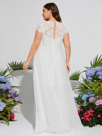 Plus Contrast Lace Chiffon Wedding Dress