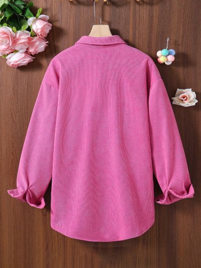 Teen Girls' College Style Purple Corduroy Shirt