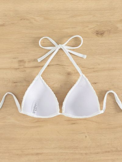 SHEIN Swim Summer Beach Halter Triangle Bikini Top