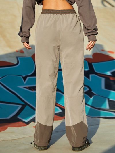 In My Nature Women's Drawstring Waist Color Block Wide Leg Pants For Outdoor Activities