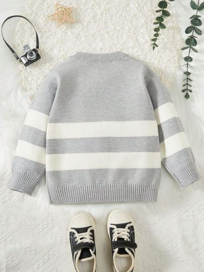 Baby Boy Letter Pattern Colorblock Cardigan