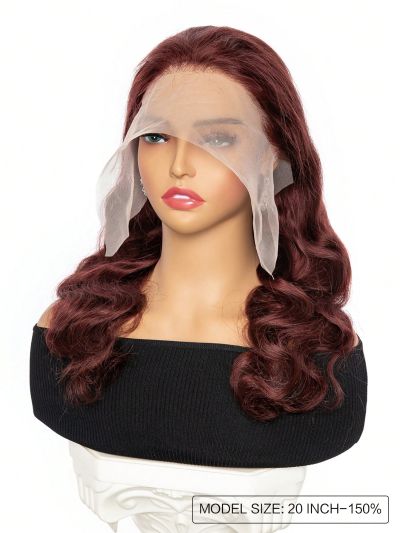 Reddish Brown Body Wave Human Hair Wigs 13*6 Transparent Lace Front Wig With Baby Hair Pre Plucked For Women