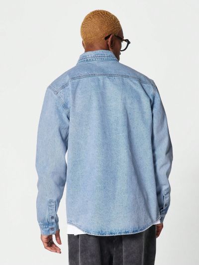 SUMWON Denim Shirt With Snap Button Fastening