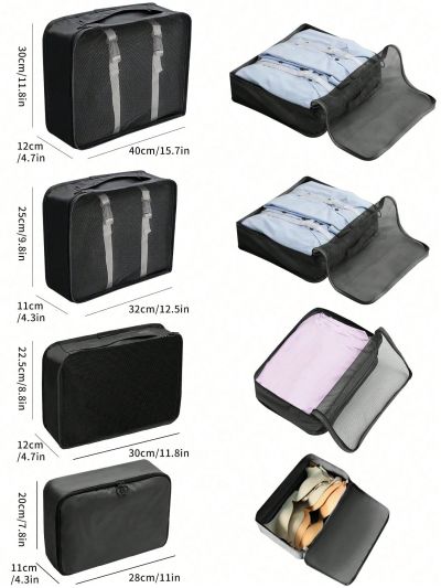 10pcs/set Polyester Travel Toiletry Bag, Modern  Portable Makeup Organizer For Travel