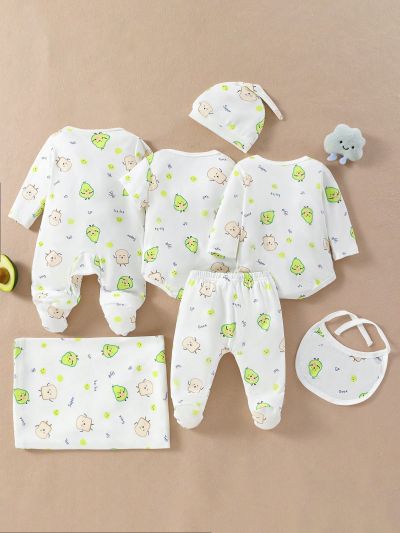 SHEIN Baby Boy'S 7 Piece Cute Avocado Gift Set