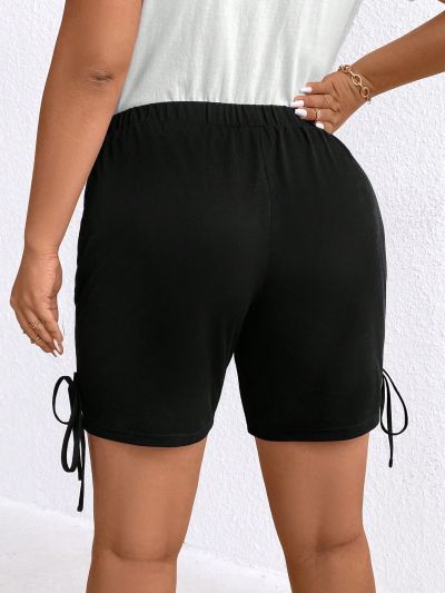 SHEIN LUNE Plus Size Women's Elastic Waist Hollow Out Shorts