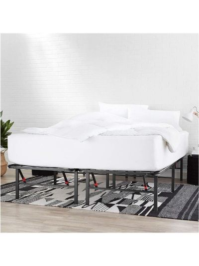 Foldable Metal Platform Bed Frame with Tool Free Setup, 14 Inches High, Queen, Black