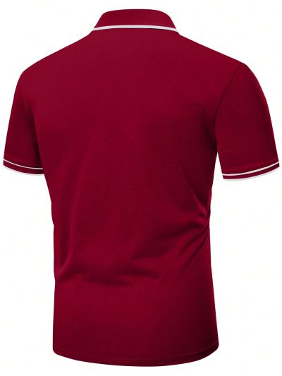 Men's Plus Size Striped Polo Shirt With Pattern Printed Design