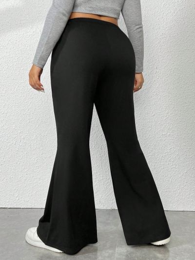 Plus Drawstring Waist Flare Leg Sweatpants