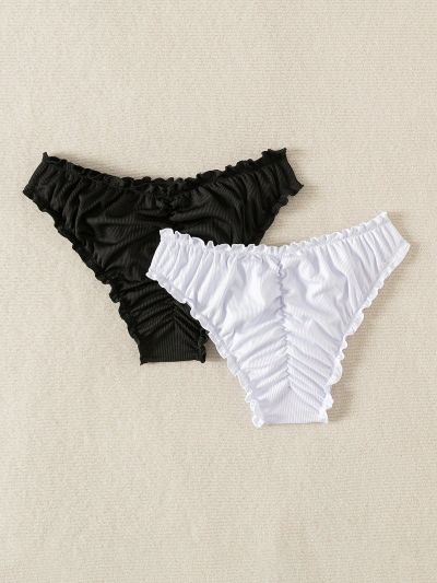 SHEIN Swim Mod Women'S Swimwear Bikini Bottom With Ruffle Trim