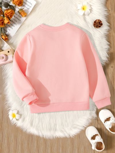 Toddler Girls Letter & Figure Graphic Thermal Lined Pullover