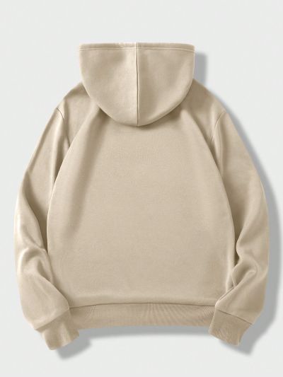 Manfinity Men Letter Graphic Kangaroo Pocket Drawstring Hoodie