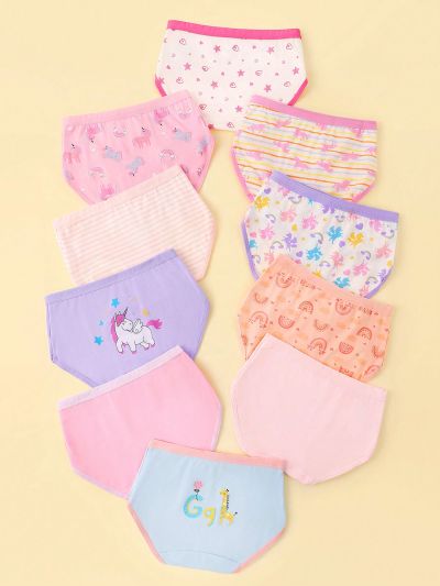 10pcs/Set Cartoon Triangle Panties For Little Girls