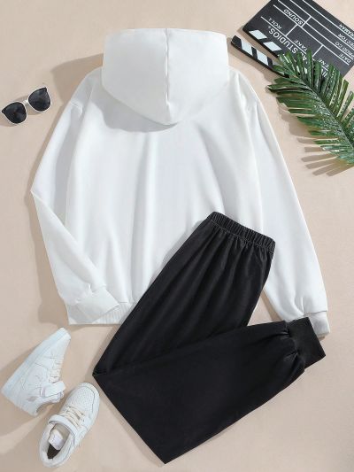 Men'S Cartoon Printed Hoodie And Pants Sports Suit