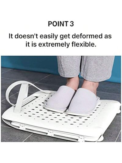 Plastic Foldable Laundry Basket,Lightweight,Flexible Folding Hamper,Breathability,Portable Grip,White Color