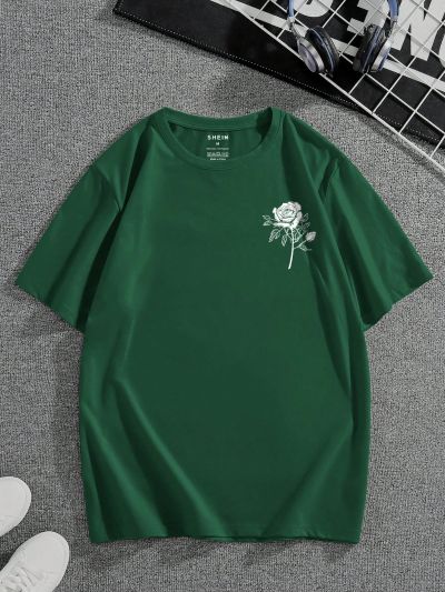 Men'S Floral And Slogan Printed T-Shirt